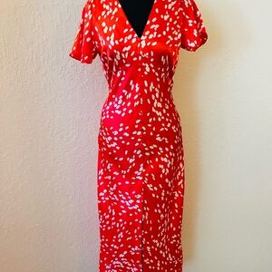 Topshop Red and White Midi Dress